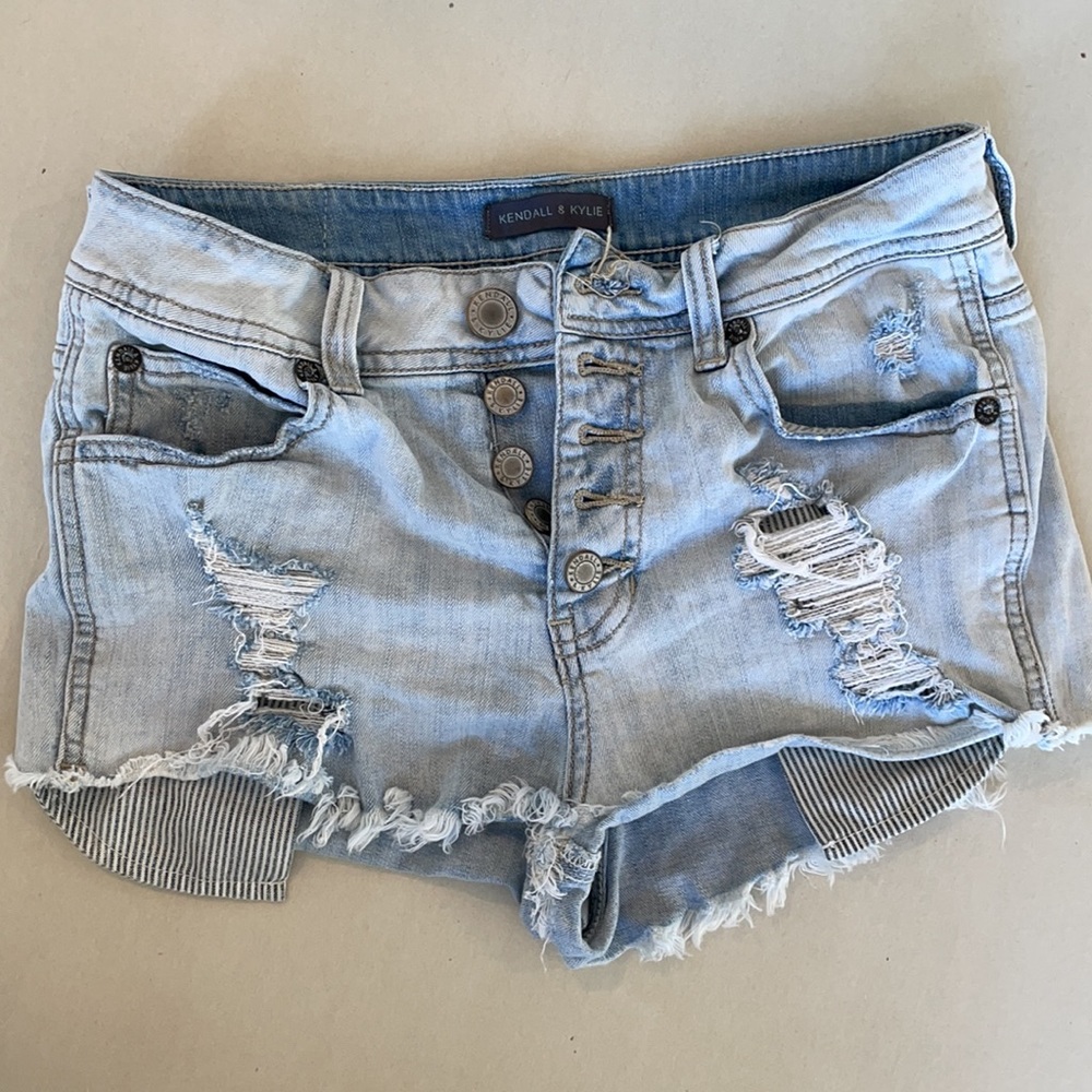Distressed jean shorts